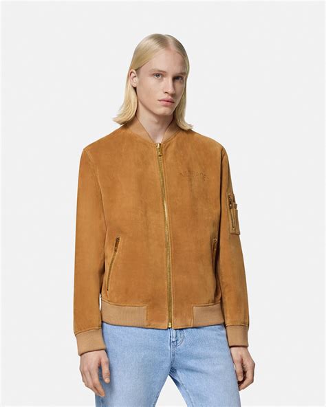 versace collection college jacket|versace suede bomber jacket.